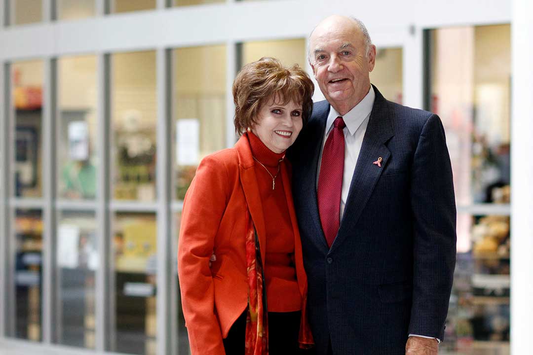 Les and Irene Dube stand side by side