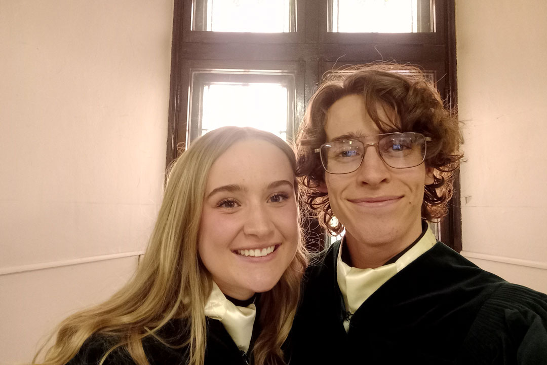 Rachel Andres (left) and Colin Dyck first met two years ago as members of the Greystone Singers, a mixed-voice choir open by audition to all USask students. (Photos: submitted)